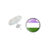 Genderqueer Pride Cabochon Stud Earrings Earrings PRIDE MODE